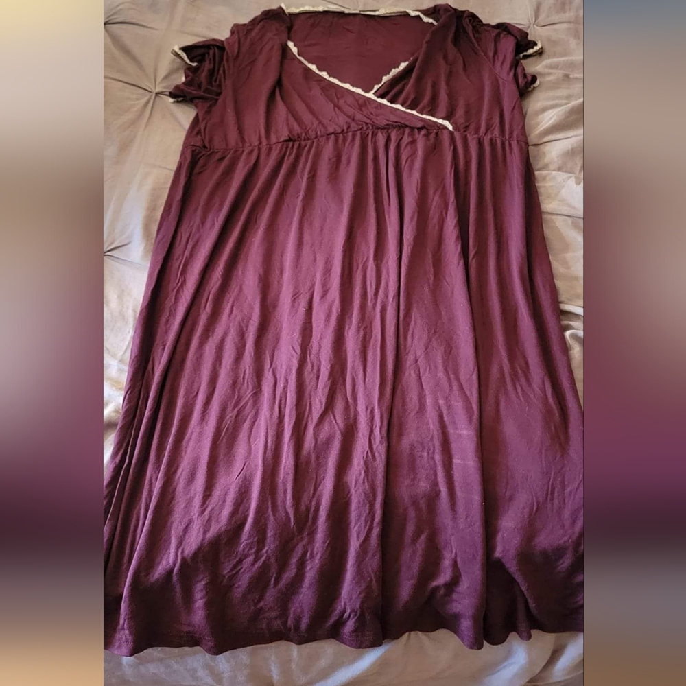 Ekouaer 3 in 1 Delivery/Labor/Nursing Nightgown - Purple with white lace accent